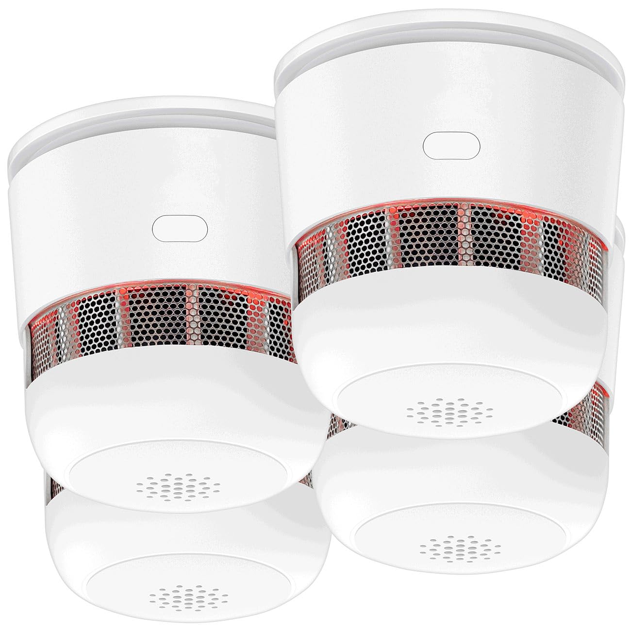 VisorTech Feuer-Rauchmelder: 4er-Set Mini-Rauchwarnmelder mit 10-Jahres-Batterie, 85 dB, Ø 52 mm (Rauchmelder Langzeitbatterie, Rauchmelde-Sensoren mit Alarm)