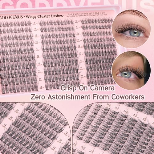 Image of Lash Clusters Wispy 9-14mm Eyelash Clusters Natural DIY Cluster Eyelash Extensions Lash Individual 300pcs Short C Curve