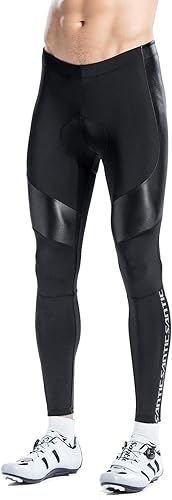 Santic Mallas de ciclismo para hombre, pantalones largos de bicicleta, bolsillos al aire libre, ciclista, equitación, ropa de bicicleta