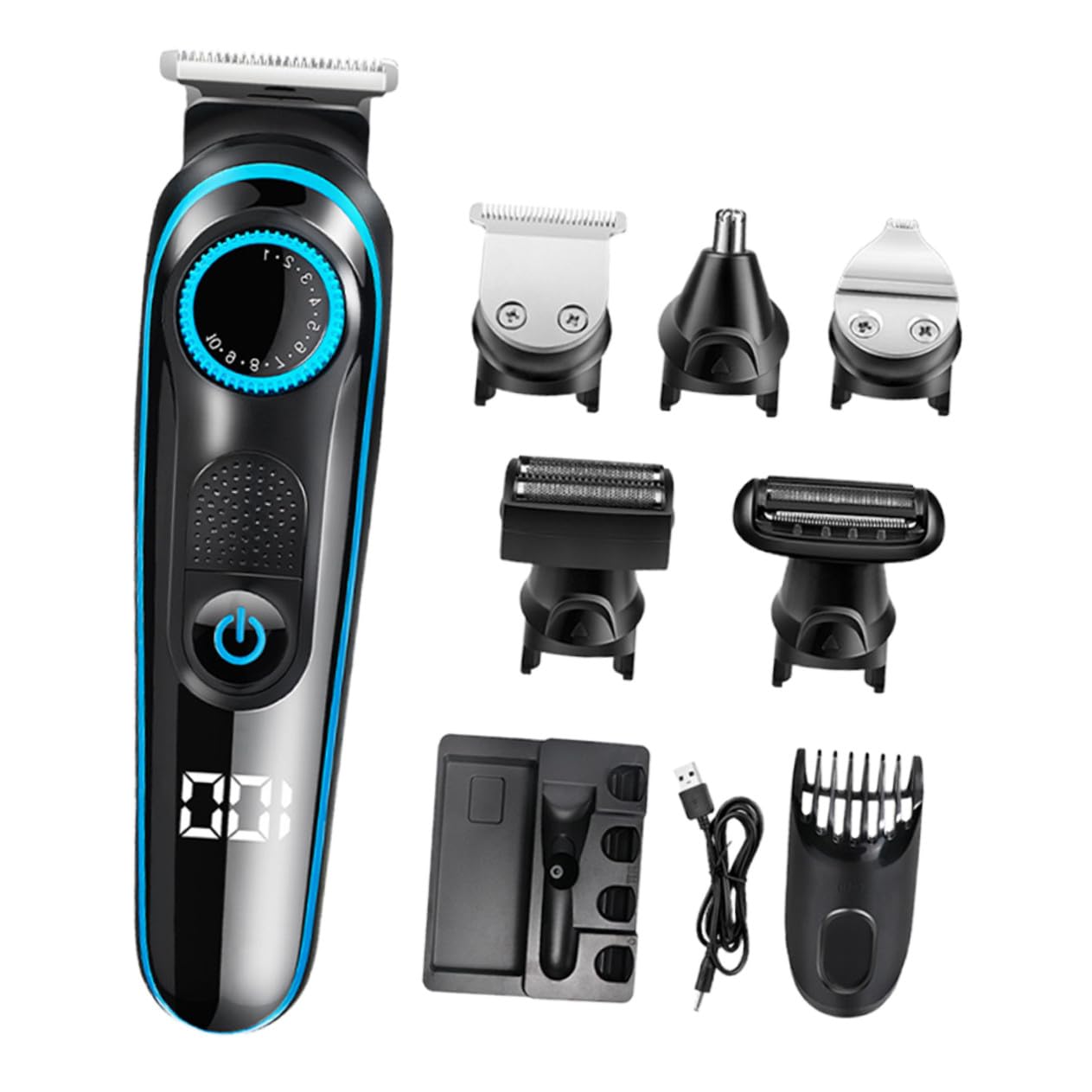 Healeved Multifunktionaler Elektrischer Haarschneider mit Lcd display Einstellbarer Ergonomisches Design Kabelloser Haarschneidemaschine für Herren und Profi barber tool