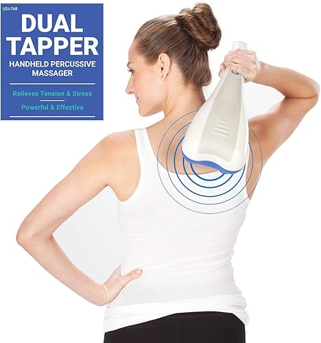 Miniatura 7 de Daiwa Masajeador de percusión Felicity Electric de mano de cuerpo completo de doble cabeza, masaje de golpeteo  Doble tapper 3 nodos intercambiables