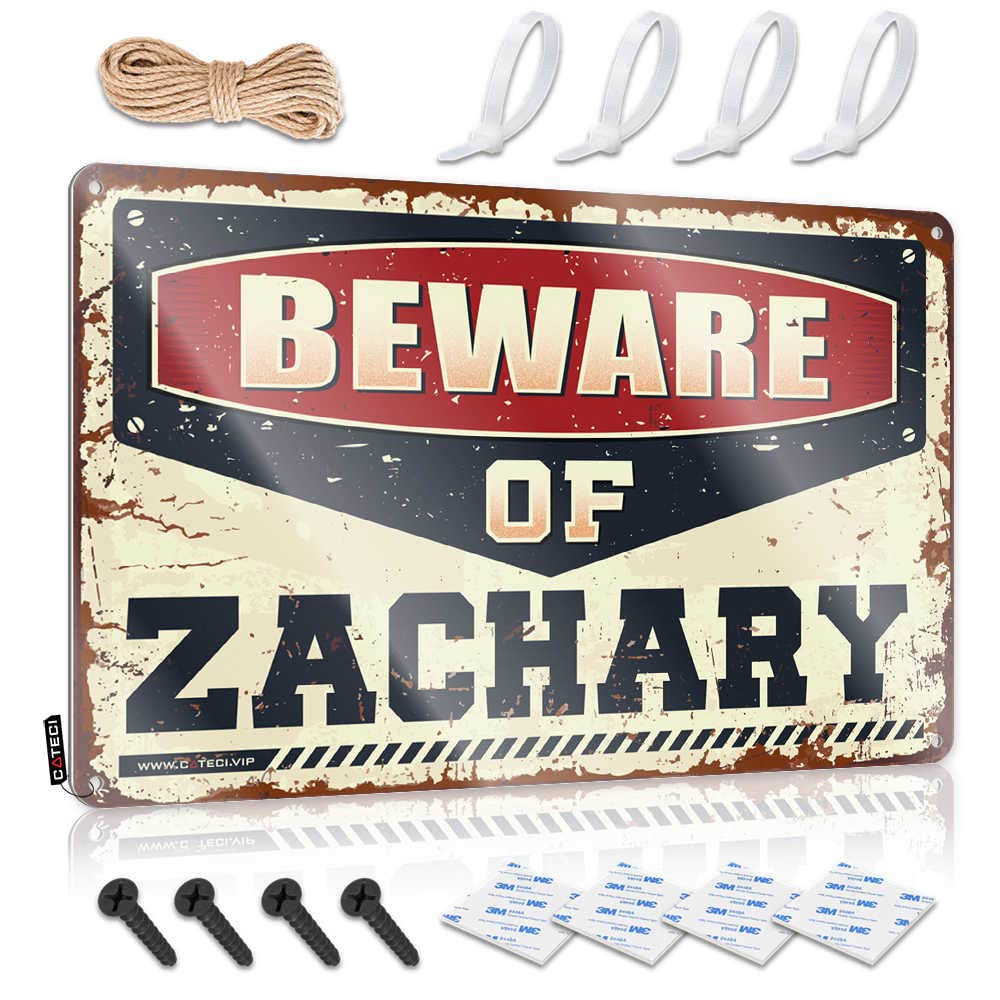 ZTBBDNQHA Funny House Signs Beware Of Zachary Sign Dorm Door Sign Cave Man Bar(20X30CM)