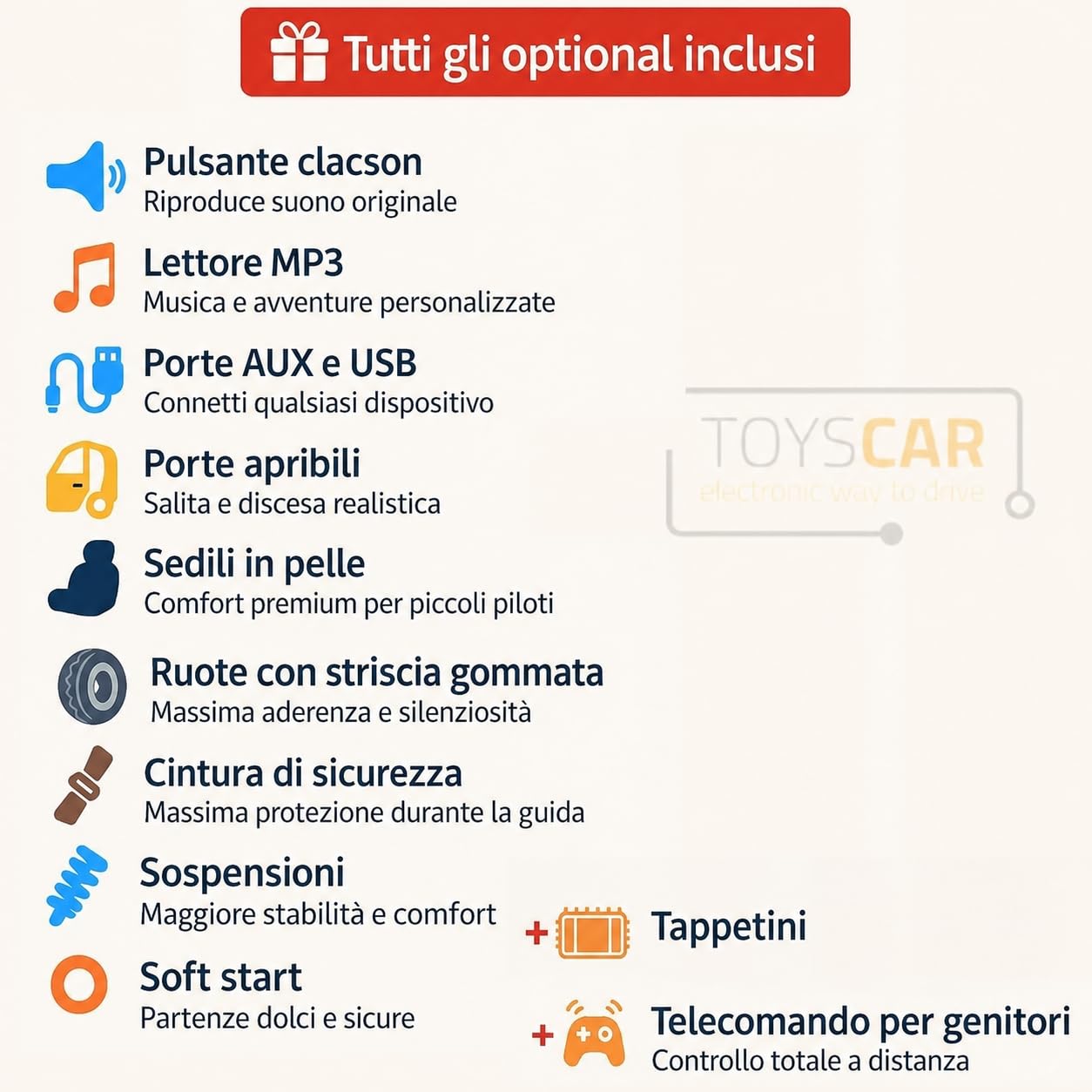 TOYSCAR Macchina Elettrica Per Bambini Jeep Wrangler Rubicon Full Optional CON TAPPETINI Auto Elettrica Per Bambini Telecomandata 2 posti Sedile In Pelle Porte Apribili Doppio Motore Elettrico 12V