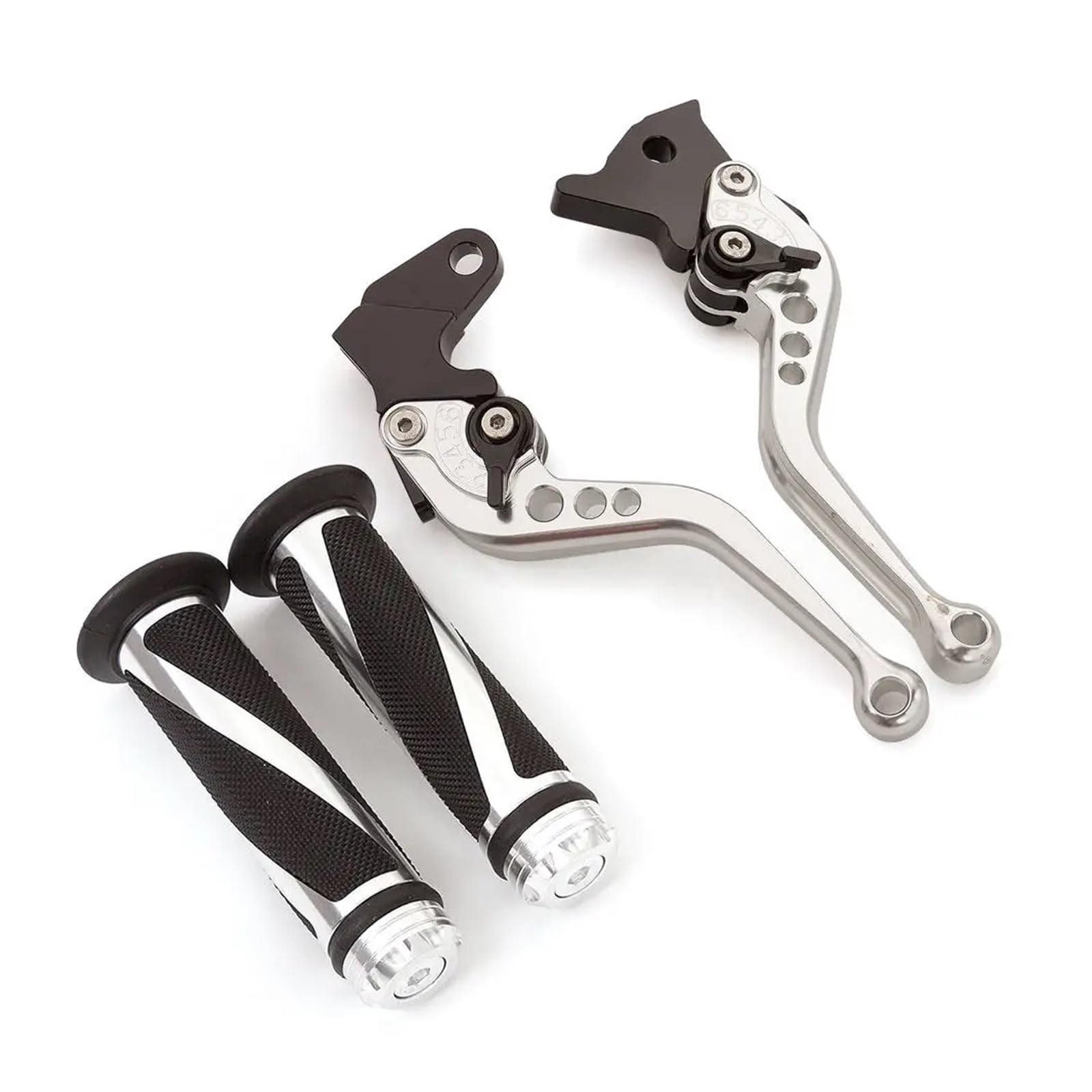 Zhanfangou Silver Levers - Grips For Suzuki Gsxr 1100 1989-1998 Brake Clutch Levers Handle Grips