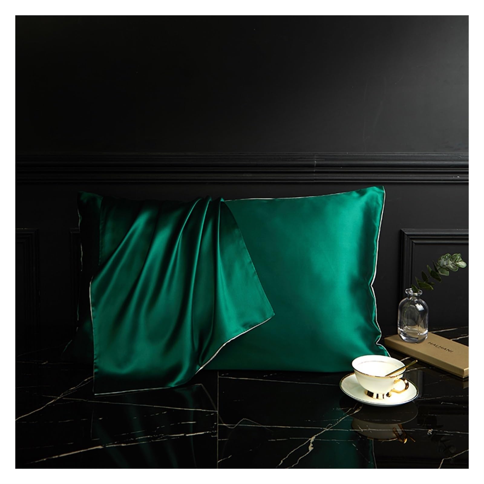 Silk Pillowcase Pure Silk Pillowcase Real Mulberry(Emerald,50x75cm)