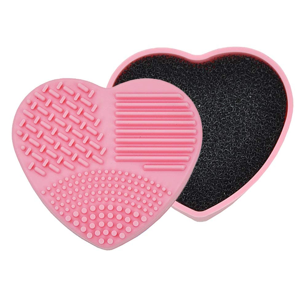 Giffy® Makeup Brushes Cleaner Silicone Heart Shape Cosmetic Brush Washing Cleaning Pad, Multicolor (M, 1)