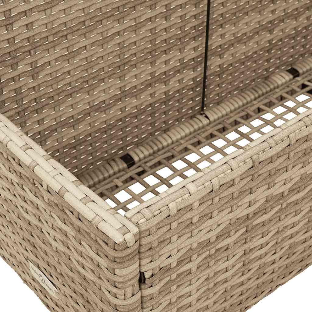 Pool Aufbewahrungsbox Beige 110x100x57 cm, Garten Schrank für Poolzubehör, Aufbewahrungskorb für Schwimmbad Spielzeug und Gartenutensilien aus PE-Rattan