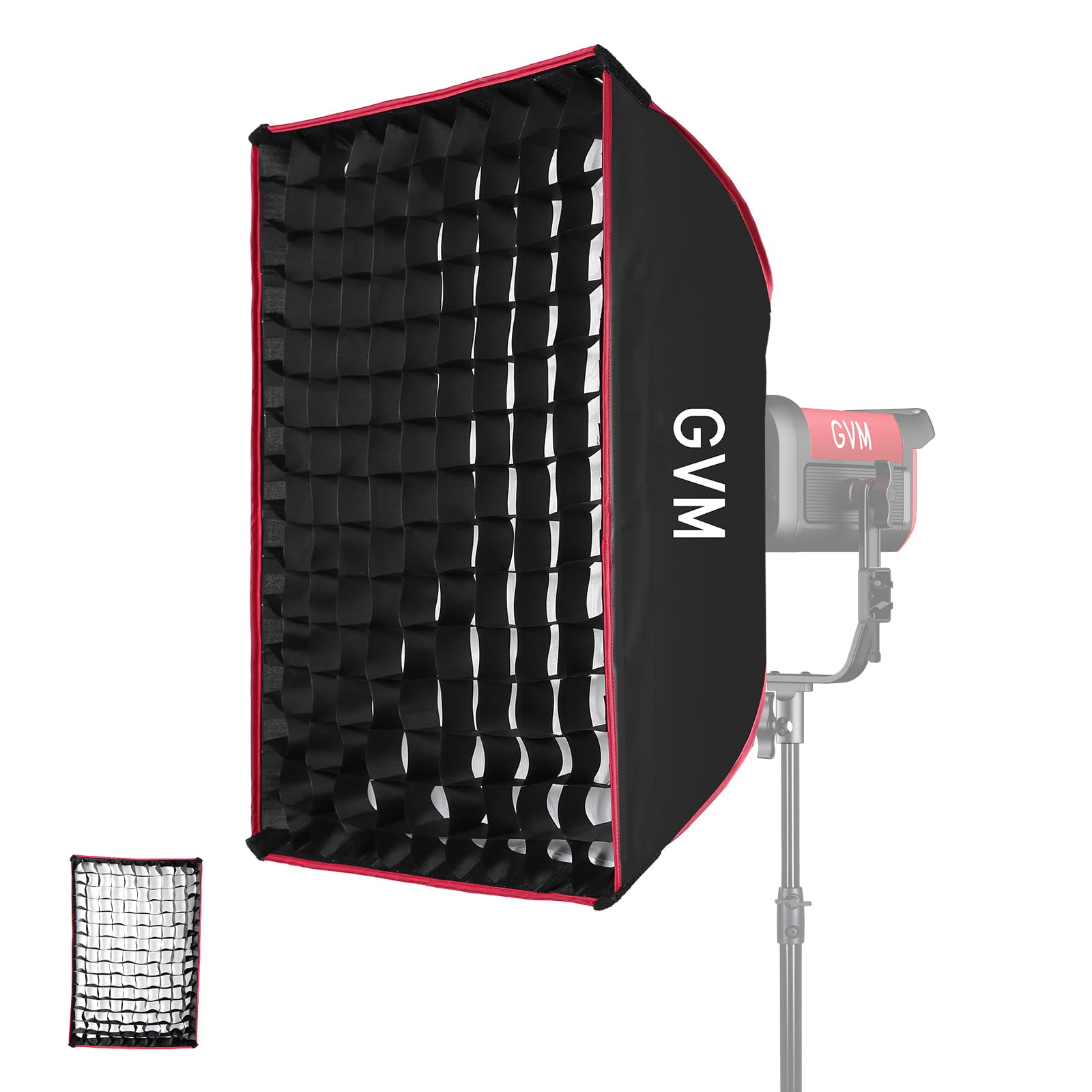 GVM Portable Square Softbox 40 * 60cm with Grid Diffuser Fast-Setup Bowens Mount Softbox Compact Photography Lighting Softbox for Photography Shooting Continuous Light Monolight Strobe Flash
