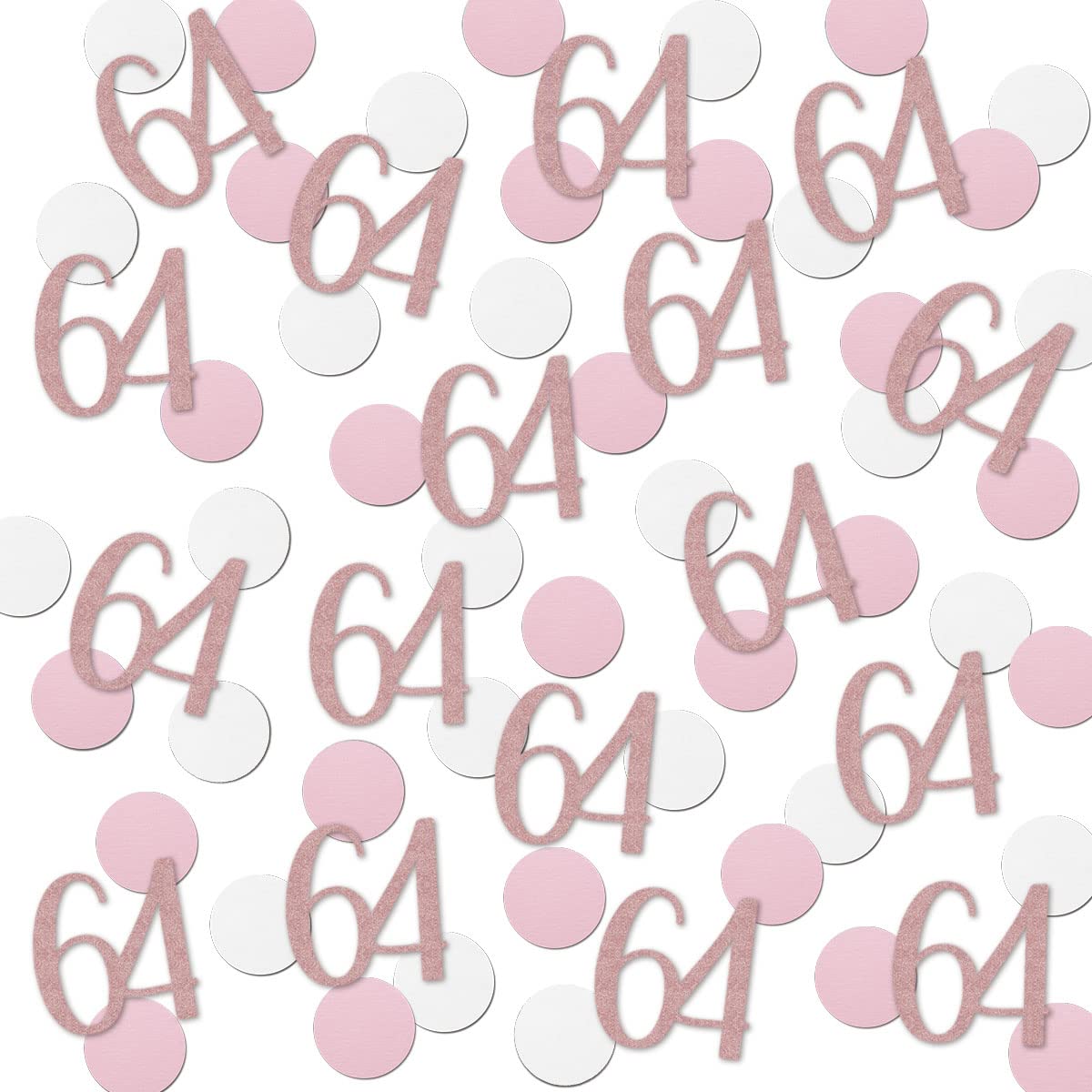 Rose Gold 64 Confetti, 64th Glitter Birthday Number Confetti, 200pcs Anniversary Party Table Decoration Supplies