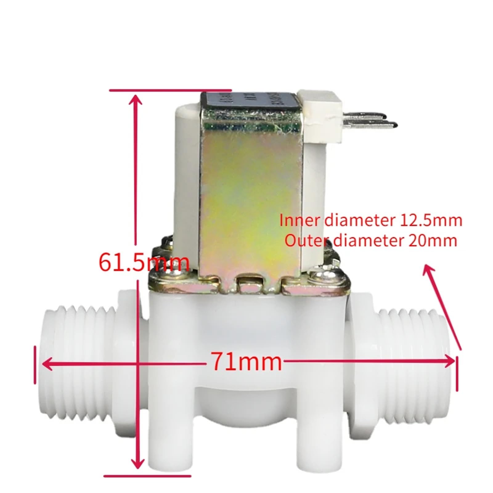 Plastikowy zawór elektromagnetyczny G1/2 DN15 Gwint zewnętrzny Wejście i zawór normalnie zamknięty 220 V 12 V 24 V (typ ciśnienia, AC220V)