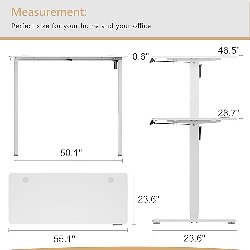Vista 93 de Meilocar - Escritorio eléctrico de pie ajustable en altura, escritorio para computadora con controlador de memoria, estación de trabajo de oficina