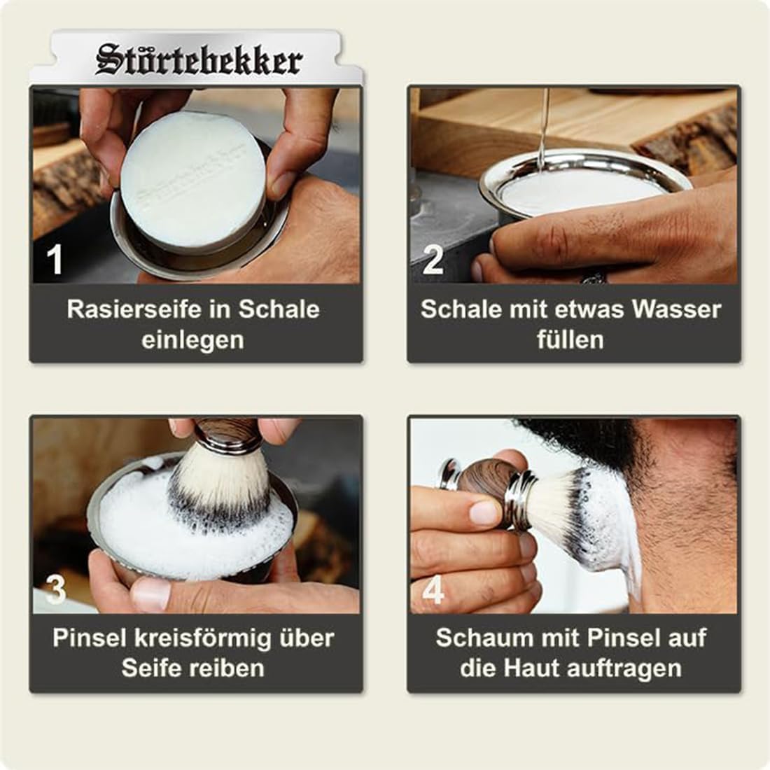 Störtebekker® Premium stojak do golenia – z maszynką do golenia, pędzlem do golenia, miską do golenia i mydłem do golenia Sea Breeze – wysokiej jakości zestaw do golenia/pielęgnacji brody – 8 zapachów
