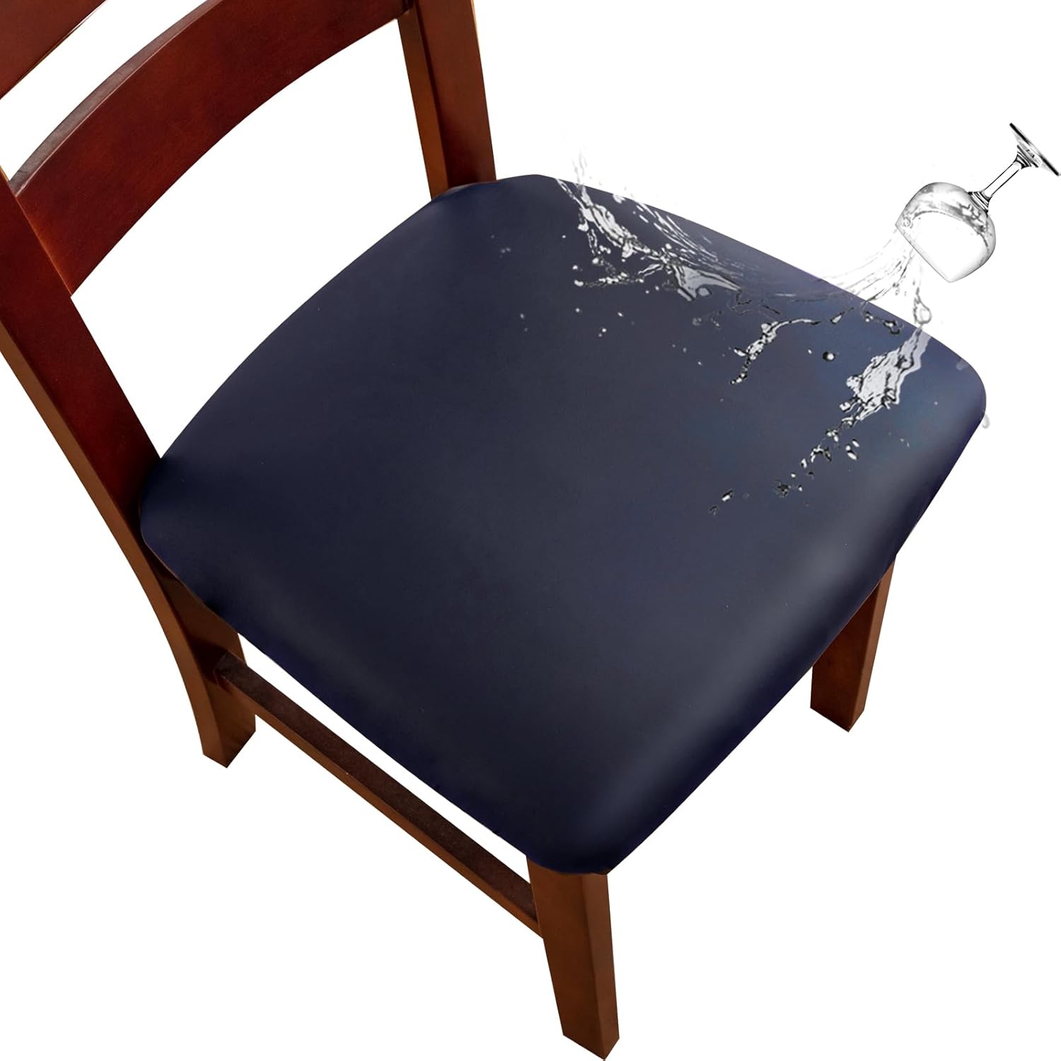 Genina Waterproof PU Leather Chair Seat Covers for Dining Chairs,Chair Seat Covers Set of 6, Stretchable Dining Room Chair Seat Covers for Chair Protector Slipcover for Kitchen