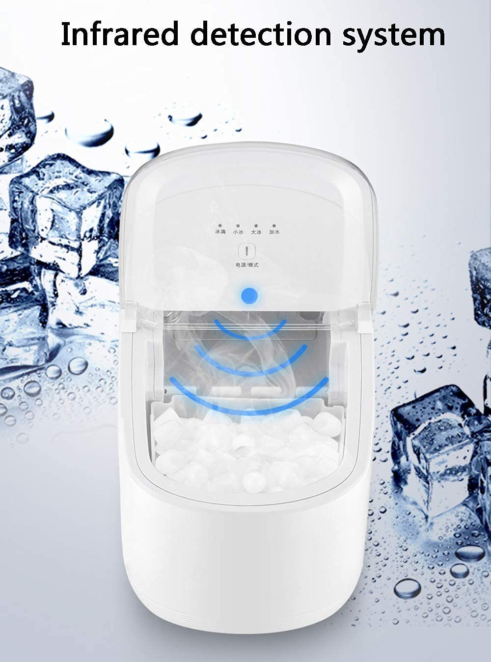 Countertop Portable Ice Maker Machine Makes 33 Lbs Of Ice Per 24 Hours With Self-Cleaning Program LED Display Round Ice Cubes Gold (Color : Gray) (Color : Gray) on Fridge.com - View 5