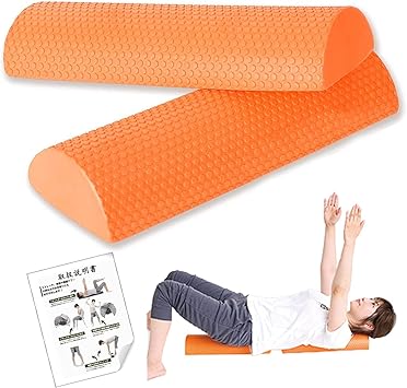 Amazon ストレッチ用ポール ハーフ ヨガポール フォームローラー 半円ハーフカット ２本セット ストレッチ用ポール リセットポール ハーフカット 長さ45cm 活用マニュアル付き 日本語説明書付き オレンジ Yongdong フォームローラー