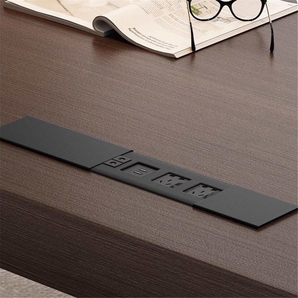 SDdPulse Scrivania da ufficio in legno massello con contenitore, tavolo moderno per casa e ufficio per spazio di lavoro o studio con stazione Charing, media