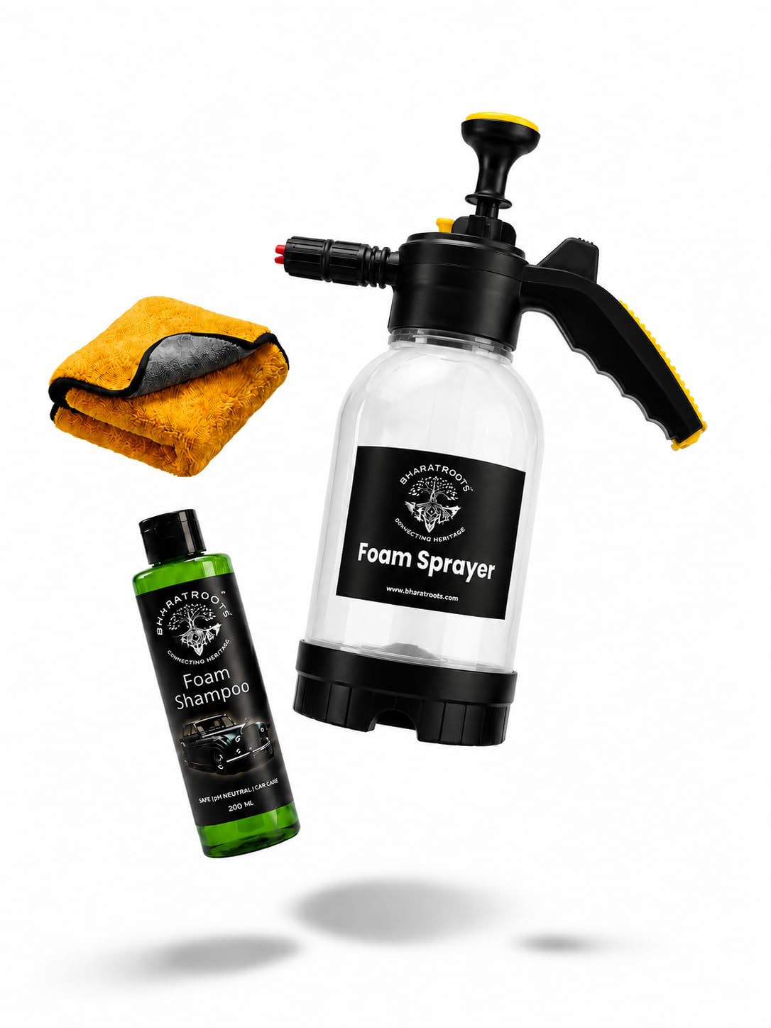 Car/Bike Foam Sprayer 2L with Car/Bike Snow Foam Shampoo 200ml and Wash/Dry Microfiber Towel 800 GSM Combo, Dual Nozzle for High Pressure Blaster Foam Washing-image-10