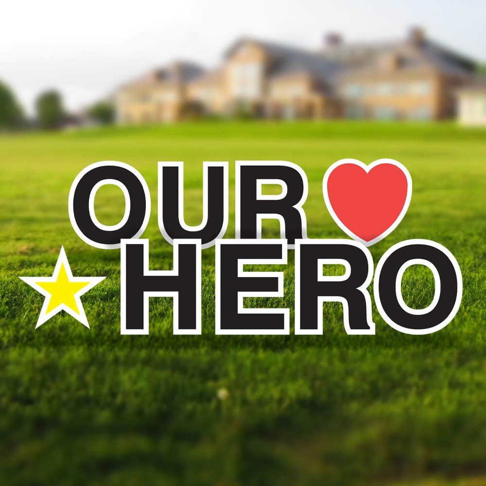 Vispronet Our Hero Yard Sign – 18in Tall Yard Letters with Stakes – Weather-Resistant Letter Sign – Outdoor Sign for Nurses, Doctors, Teachers, & First Responders – Appreciation Yard Signs