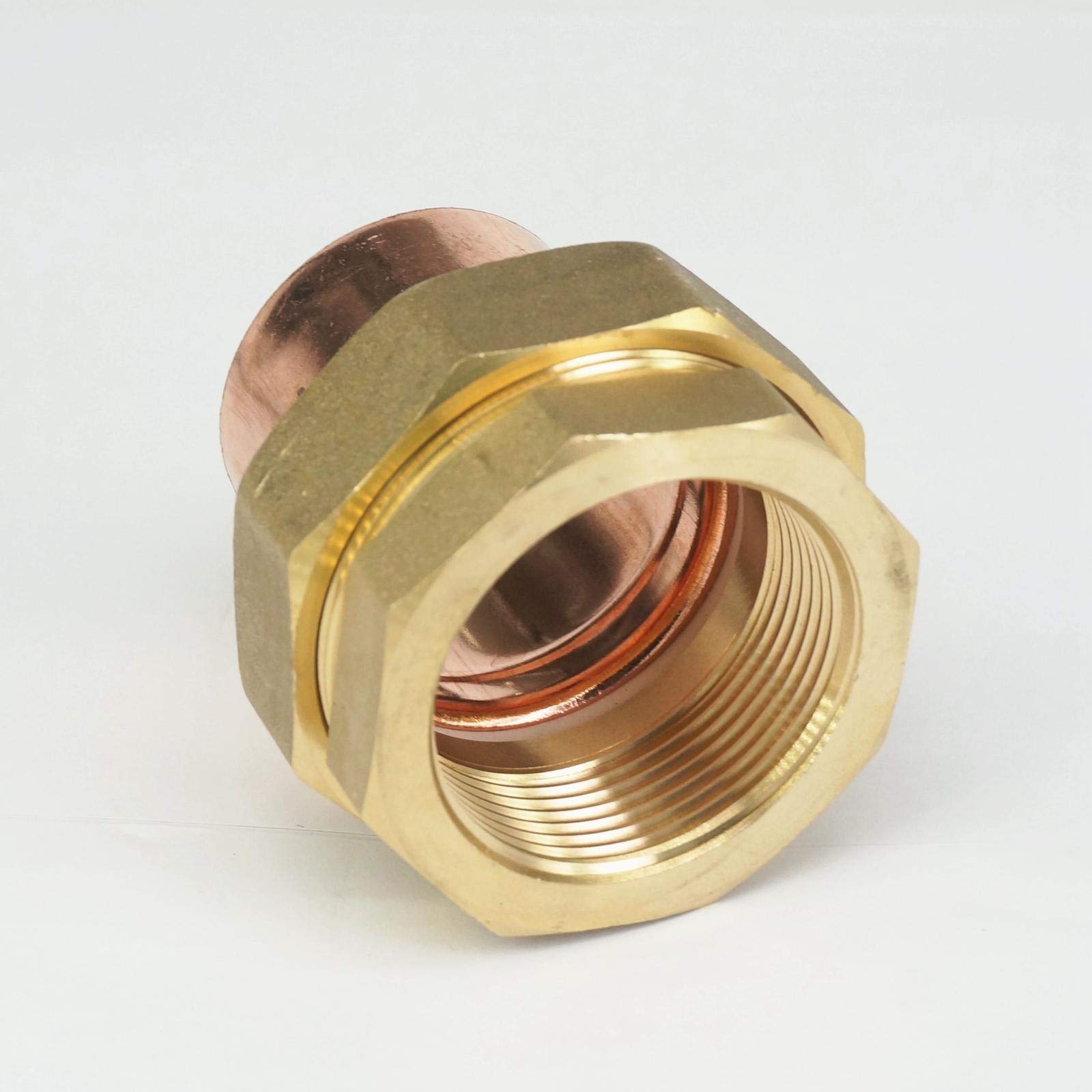 1-1/2" Brass Female-42mm I.D Copper Socket End Feed Union Pipe Adapter Air Conditioner Refrigerator Chiller Plant