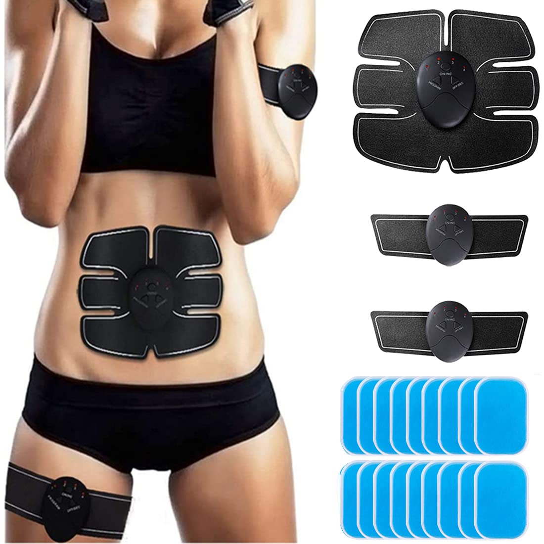 SulensAbs Trainer,Ems Muscle Stimulator,Home Gym Belt,Workout Equipment For Men & Women with LCD Display & USB Rechargeable