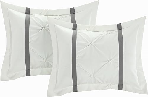 Miniatura 8 de Edredón de 8 piezas plisado contemporáneo chichome Valmont ChicHome Valmont Microfibra Blanco King 0watts