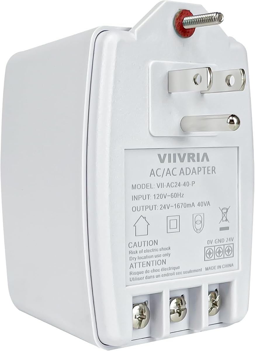 Transformador de timbre enchufable de 24 voltios CA 40 VA, compatible con timbre con video con cable, termostatos Nest, Ecobee, Sensi y Honeywell, fuente de alimentación para múltiples timbres inteligentes