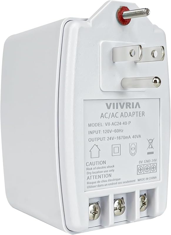 Transformador de timbre enchufable de 24 voltios CA 40 VA, compatible con timbre con video con cable, termostatos Nest, Ecobee, Sensi y Honeywell, fuente de alimentación para múltiples timbres inteligentes