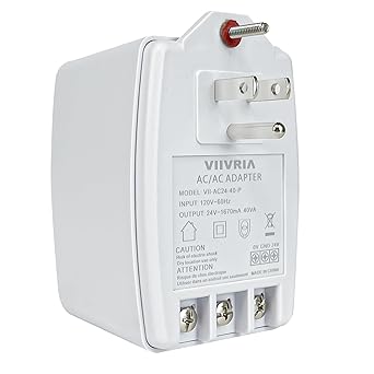 VIIVRIA 24-Volt AC 40VA Plug-in Doorbell Transformer, Compatible with Ring Wired Video Doorbell, Nest, Ecobee, Sensi, and Honeywell Thermostats, Power Supply for Multiple Smart Doorbells