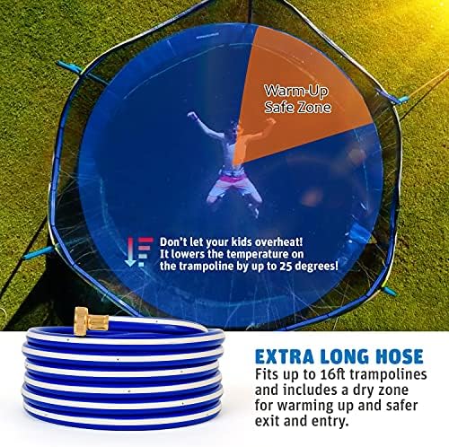 Trampoline Waterpark Heavy Duty Sprinkler Hose- Fun Summer Outdoor Water Game Toys Accessories - Best for Boys & Girls and Adults - Made to Attach On Safety Net Enclosure - Tool Free 5 61VYXVcaAcS. AC