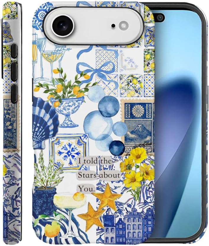 Case for iPhone 17 Air,Fits Frosted Case Design for Girl Women,Seashells Retro Patchwork Collage