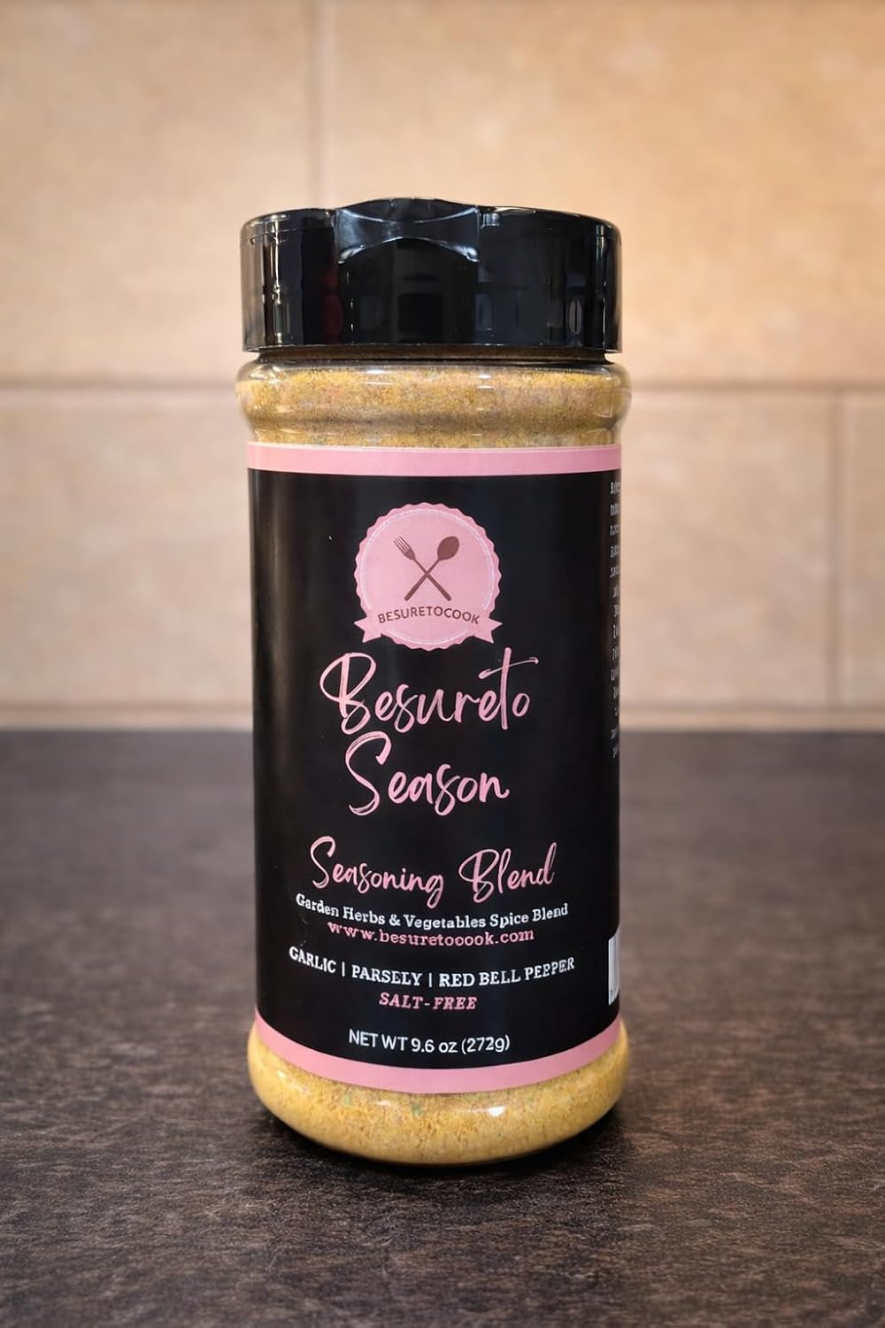 BeSureTo Season Salt Free Seasoning Blend All Purpose No Salt Spice Mix, Low Sodium, No MSG, Vegan 9.6 oz Large Bottle