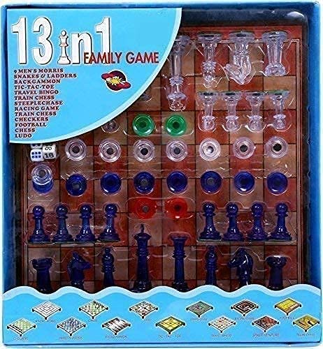 Wonder Digital Family Magnetic 13 in 1 Board Game Including Chess Snakes Ladders Back Gammon Ludo Tic-Tac-Toe Checkers Travel Bingo Football Space Venture Steeplechase Set Game