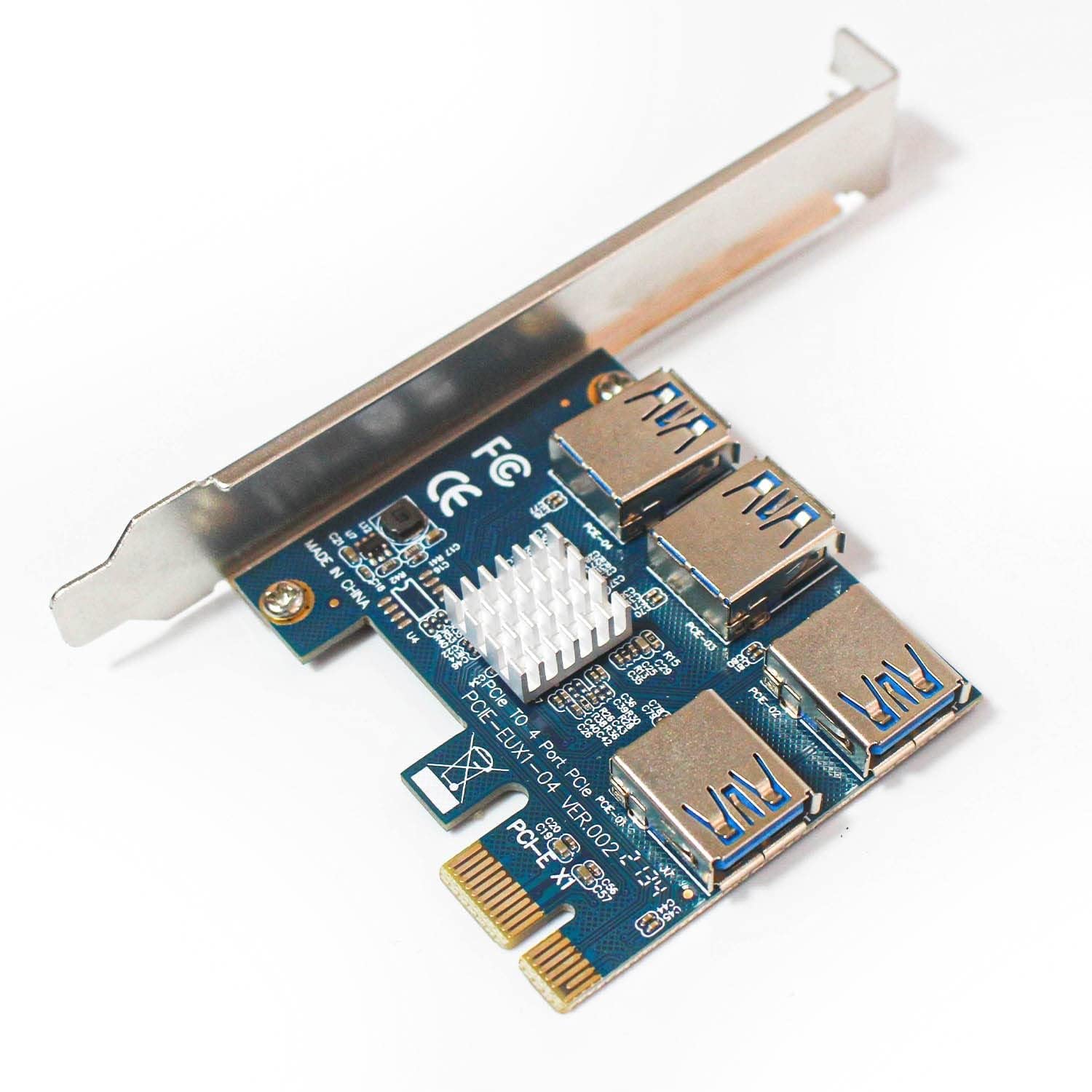 PCI Express Multiplier Riser Card, PCIe 1 to 4 PCI-Express 16X Slots Riser Card PCI-E 1X to External 4 PCI-e USB 3.0 Adapter Multiplier Card for Bitcoin Mining Device-image-2