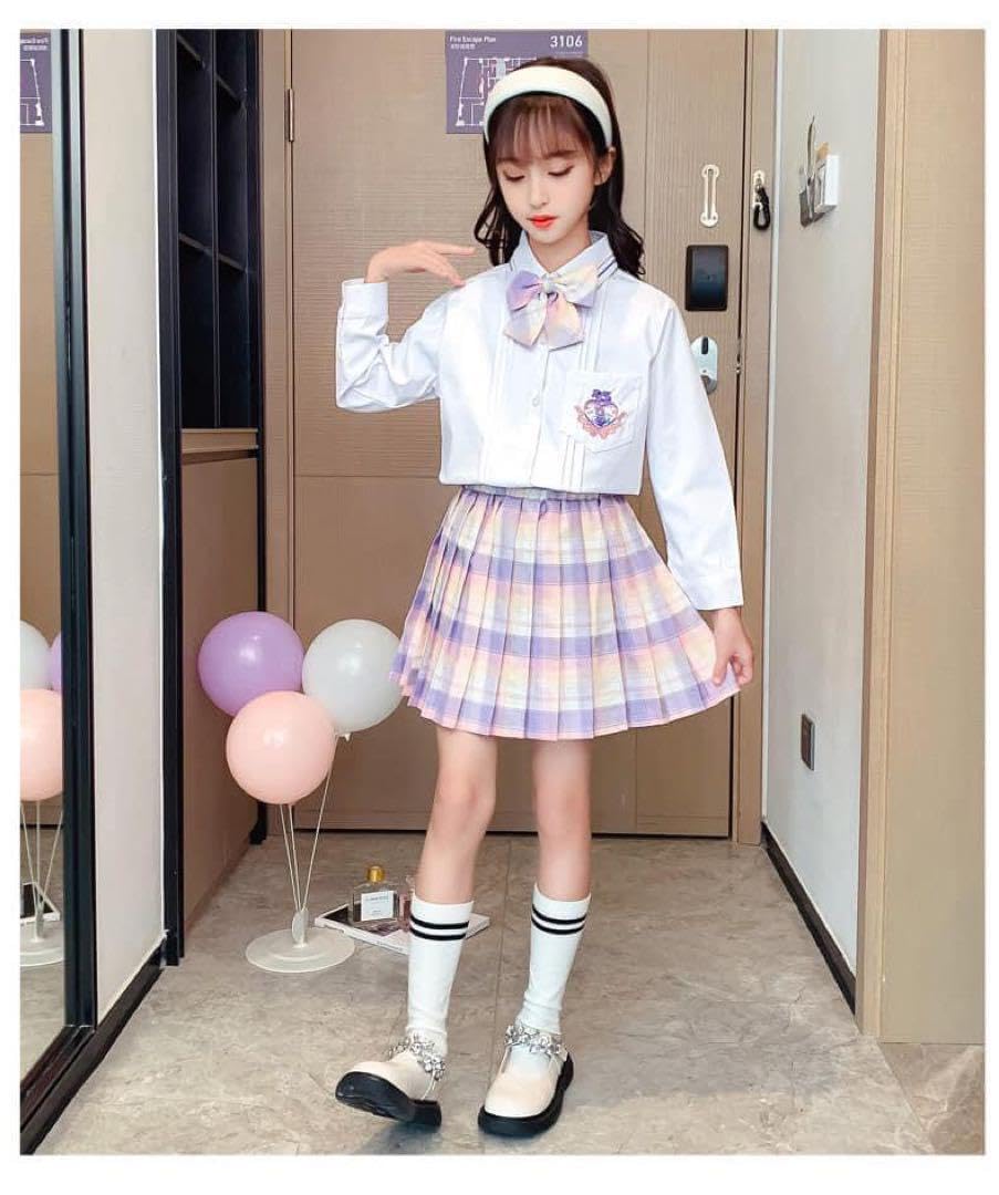 Amazon.co.jp: 女子高生 制服 パステルカラー 女の子 キッズ 5点セット  