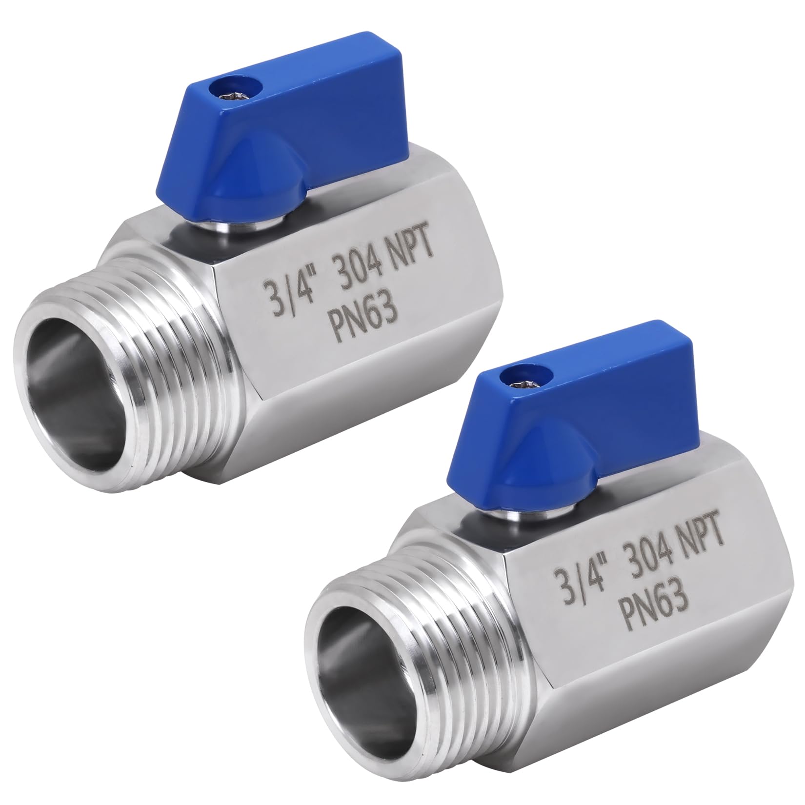 Robinet à boisseau sphérique inox 3/4 NPT étanche avec poignée bleue