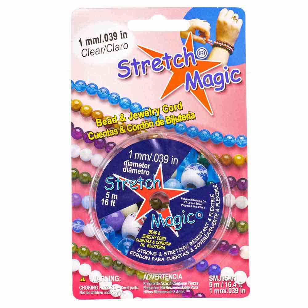 Craft County Pepperell Stretch Magic Bead Jewelry Elastic Cord String Line | Clear Pearl Black | 5M 25M 100M | 0.5mm 0.6mm 0.7mm 0.8mm 1mm Diameters, 1mm x 5 Meters (PRL-SMJ05-01-~CC_BB923)