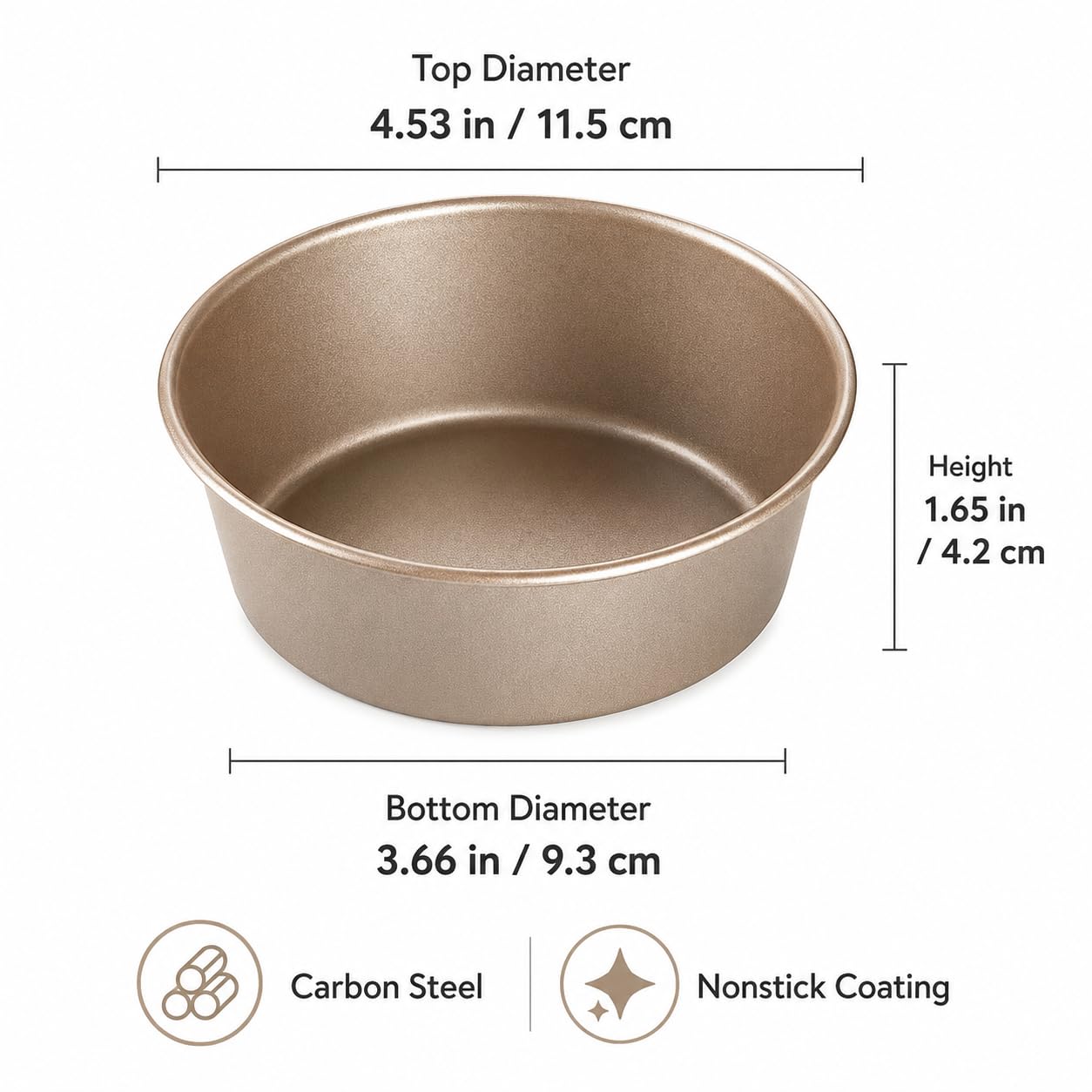 CANDeal Moldes Para Hornear Redondos Antiadherentes De 4 Pulgadas, Molde Para Pan De Hamburguesa De Acero Al Carbono Dorado, Moldes Para Pasteles Pequeños Aptos (6)