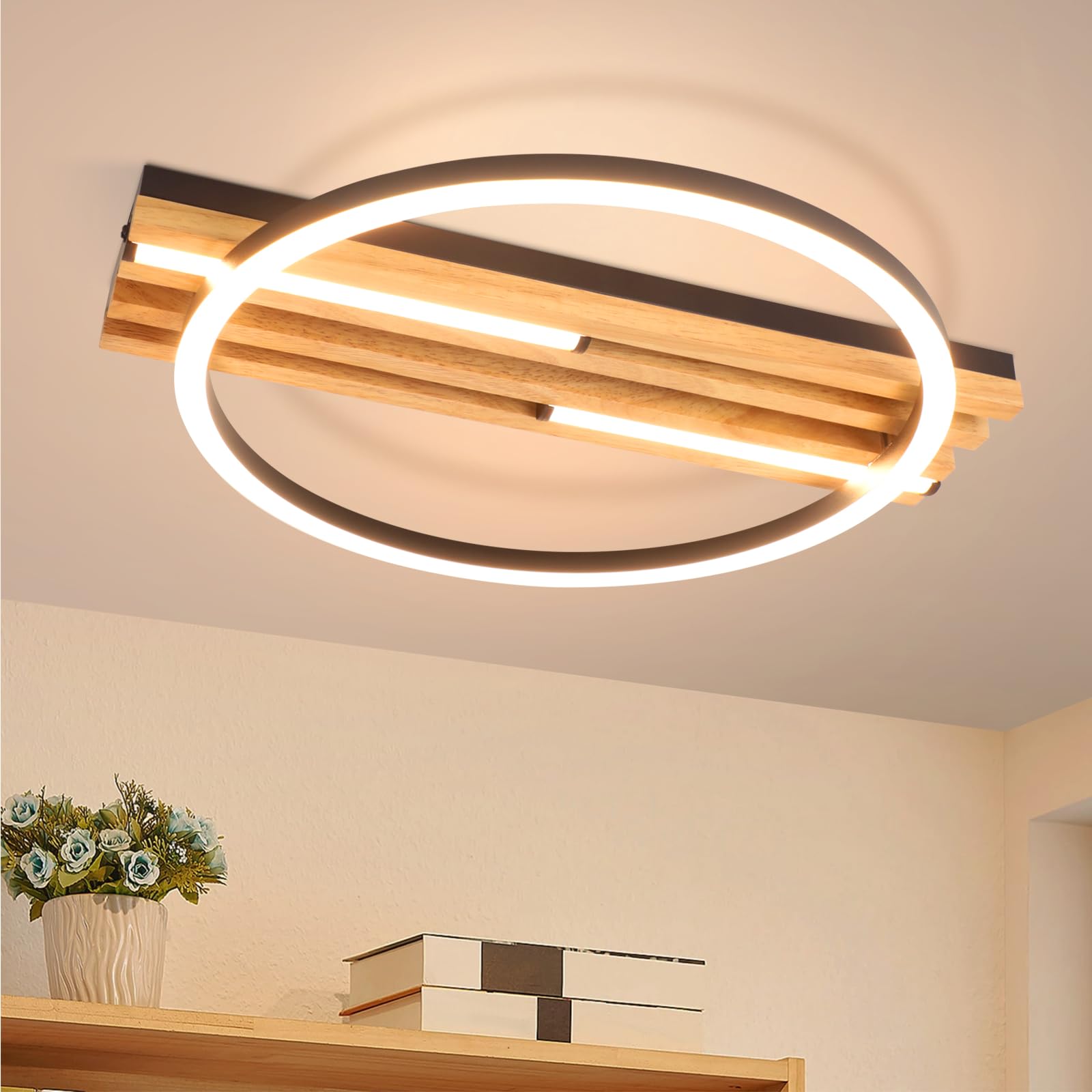 GBLY LED Deckenleuchte Holz Deckenlampe