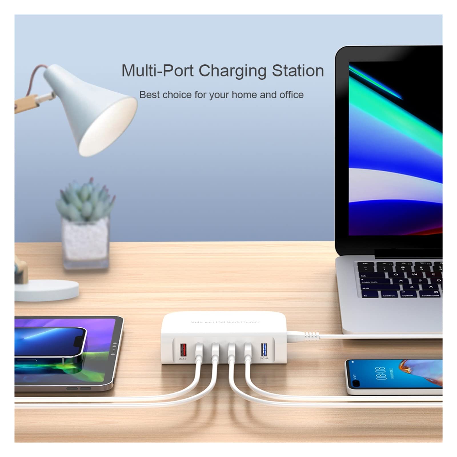 Stacja ładowania, Stacja ładująca USB o mocy 84 W Inteligentna szybka ładowarka 6-portowa ładowarka USB