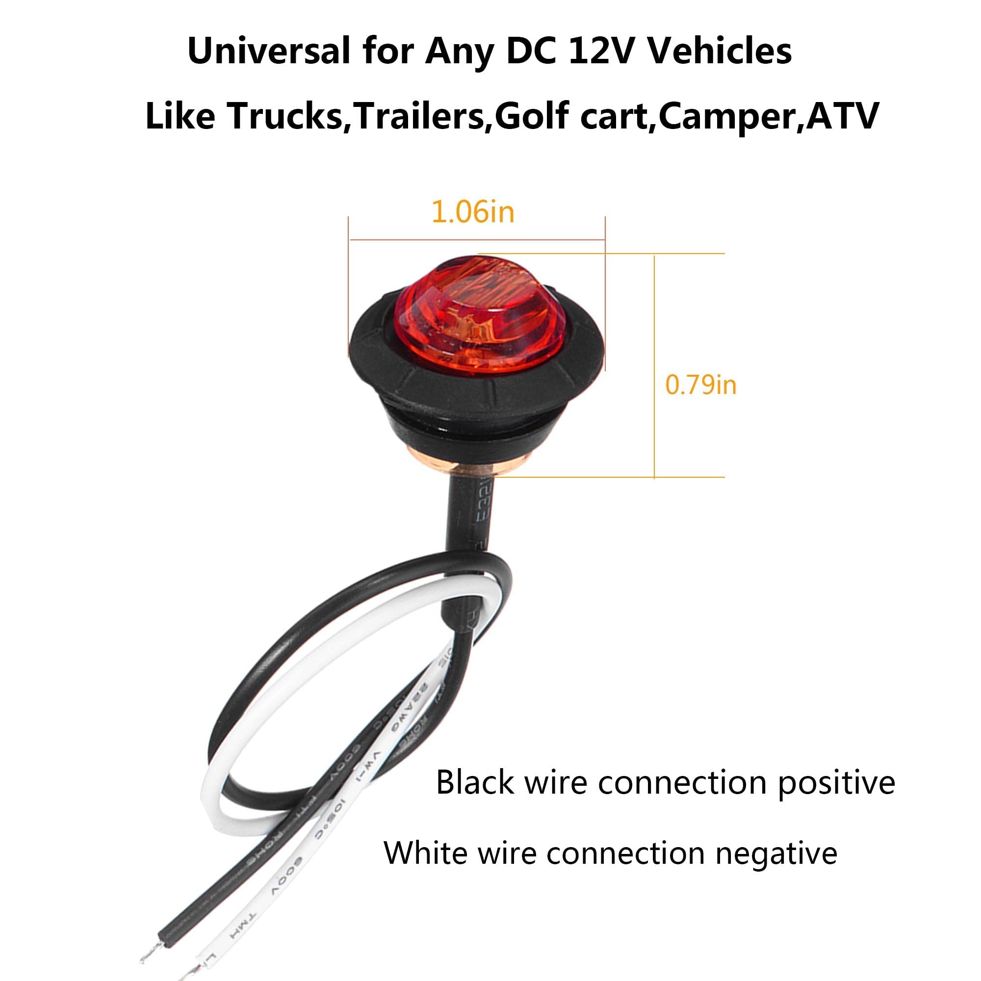 Carry-On Trailer LED Red 3/4-in Sealed Marker/Clearance Light- 6 Pc - Foto 11