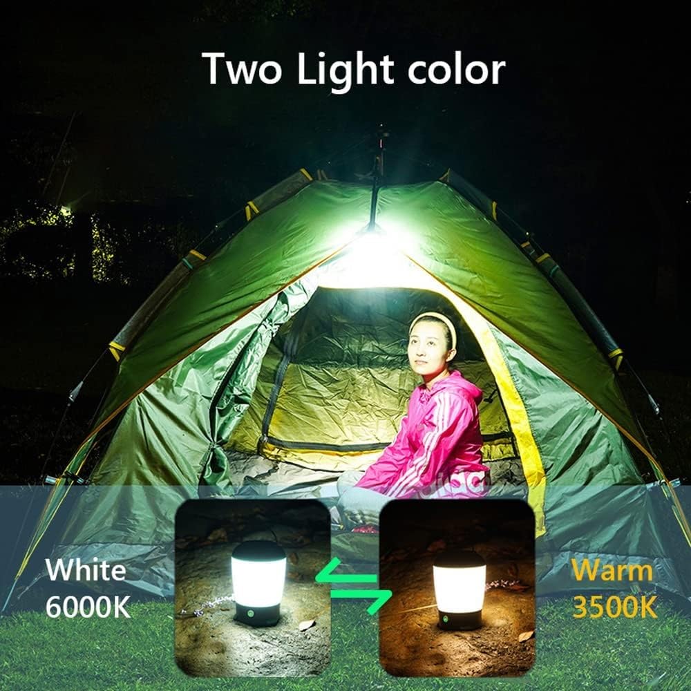 Linterna LED de camping – Luz portátil recargable por USB, lámpara impermeable con 6 modos para emergencia, pesca, senderismo, cortes de energía