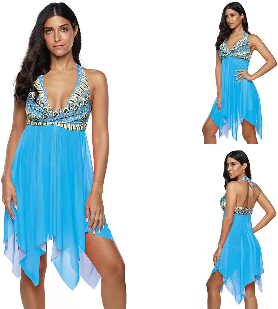 Plus Size Swimming Dresses Oversize Mesh Swimwear Two-Pieces Suits 3XL 4XL Monokini Women Water Sports Wear