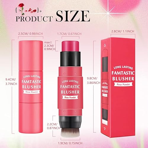 Miniatura 2 de LOKFAR Rubor en barra en crema para mejillas  Rubor múltiple 2 en 1 para tinte de mejillas, ojos y labios, barra de maquillaje de mejillas rubor con