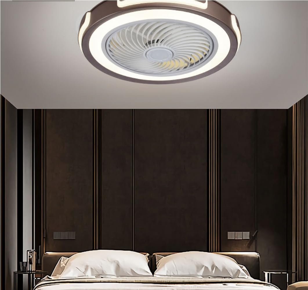 HXYSXHJUO Ceiling fan light LED Invisible Lighting Mute Remote Control Dimmable Bedroom Dining Room Kitchen Fan Lights 50CM Black/Gray/White (