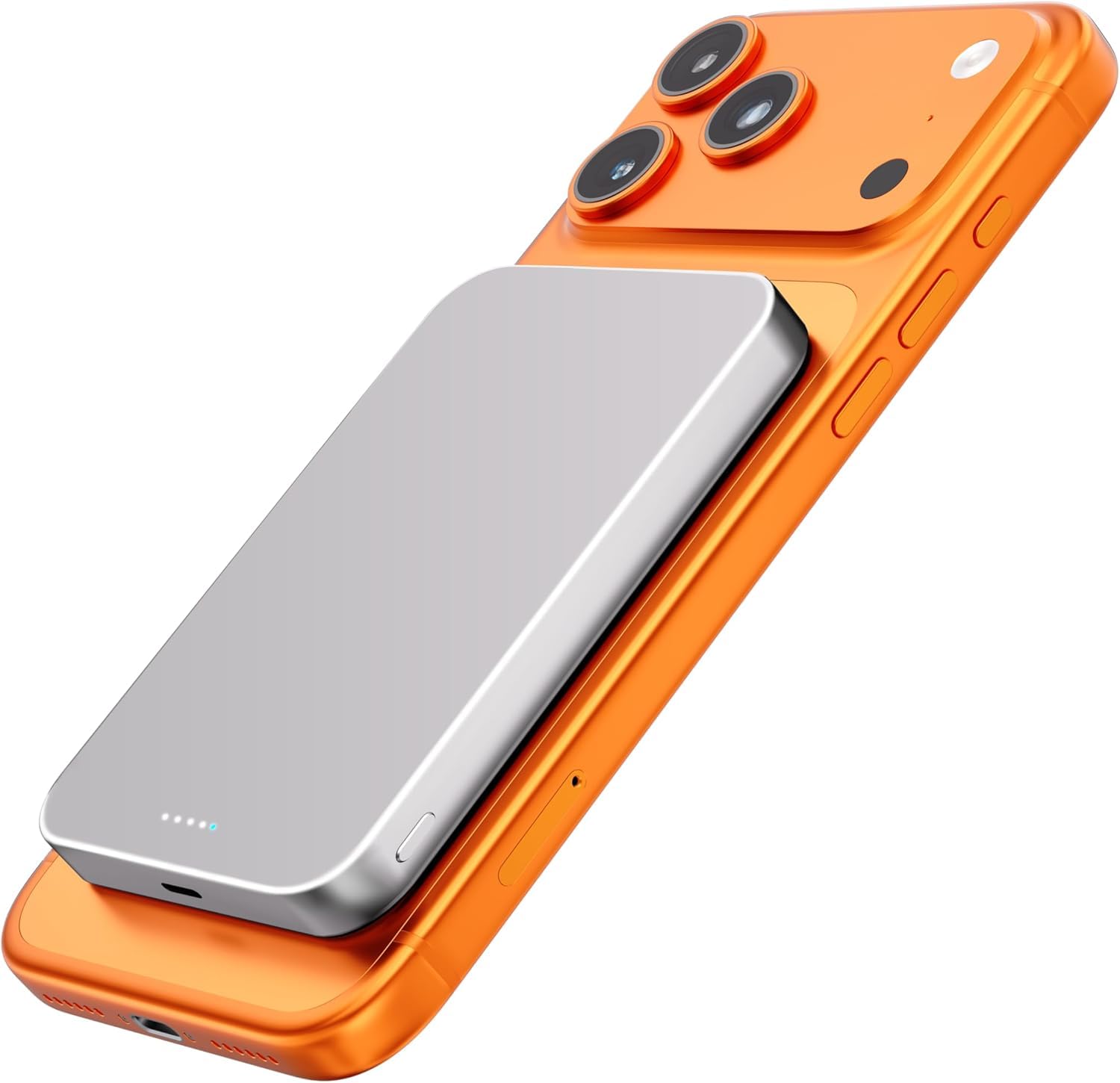 kstime PD20W Chargeur Portable sans Fil magnétique 10 000 mAh 14 mm Design Titane Ultra Fin avec entrée et Sortie USB-C Compatible avec iPhone 17/16/15/14/13/12 Series (Argent)