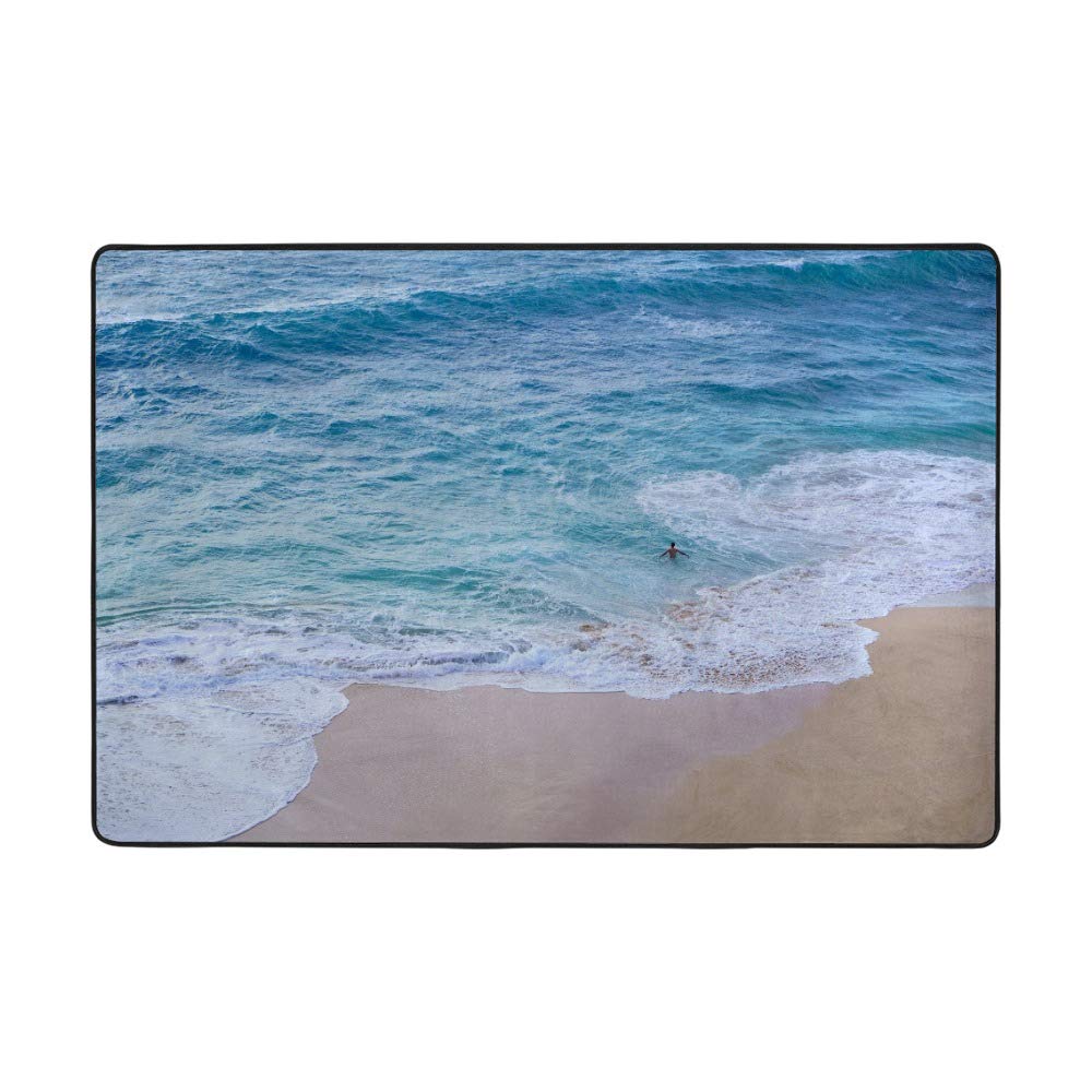 Tapis de plage Hawaii bleu vagues grand format doux et absorbant