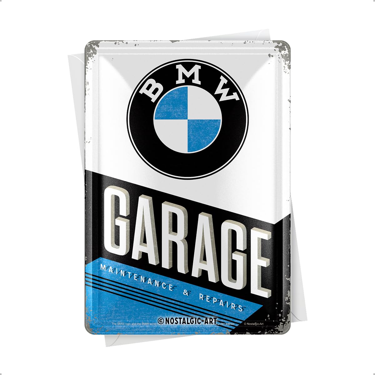 Nostalgic-Art Carte Postale rétro, 10 x 14 cm, Official License Product (OLP), BMW – Garage – Idée de Cadeau pour Fans de BMW