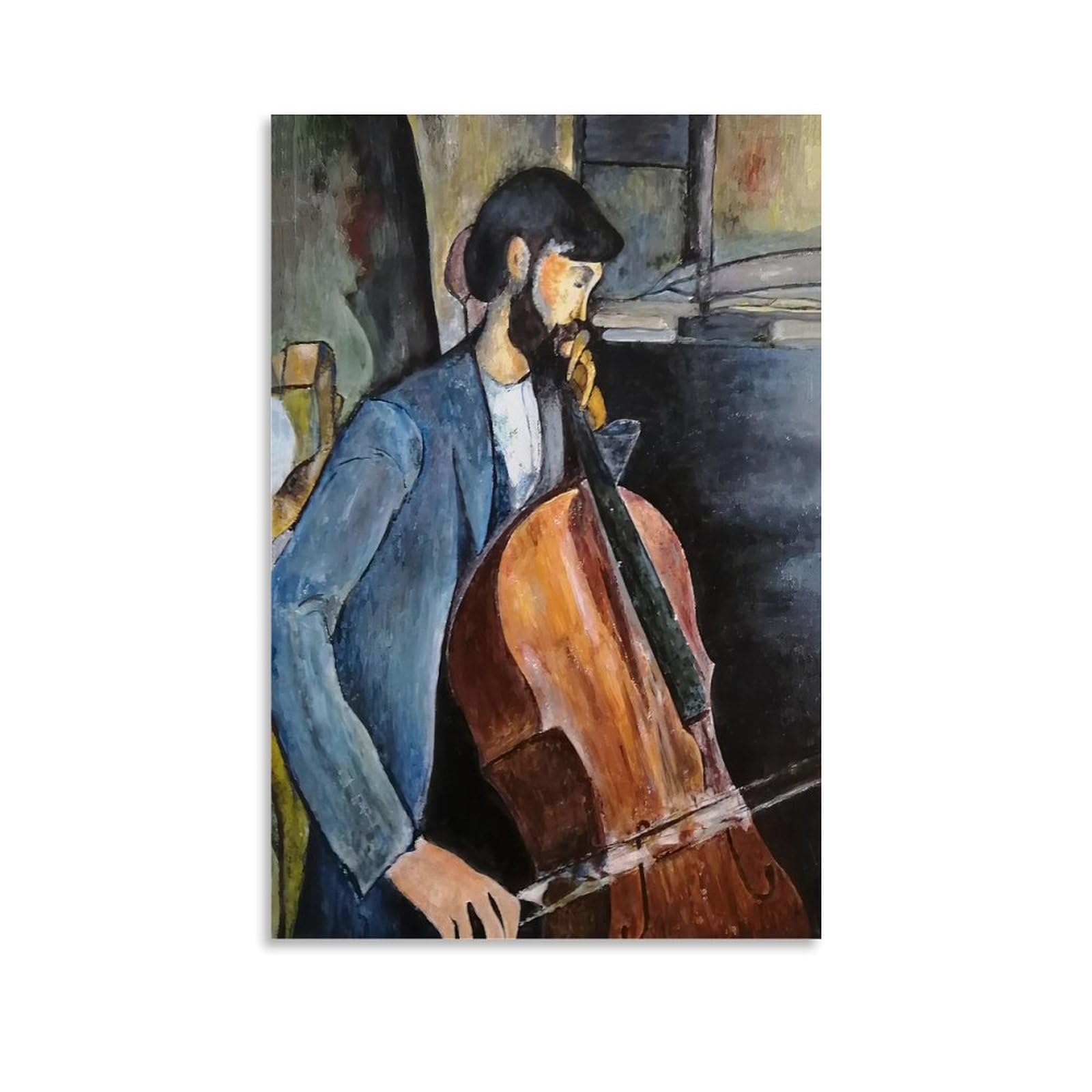 Wurbu Unframe-Style Amedeo Modigliani Painter Works《The Cellist》Printed Posters Wall Art Gifts Bedroom Prints Home Decor Hanging Picture Canvas Paintings 20X30inch(50X75cm)