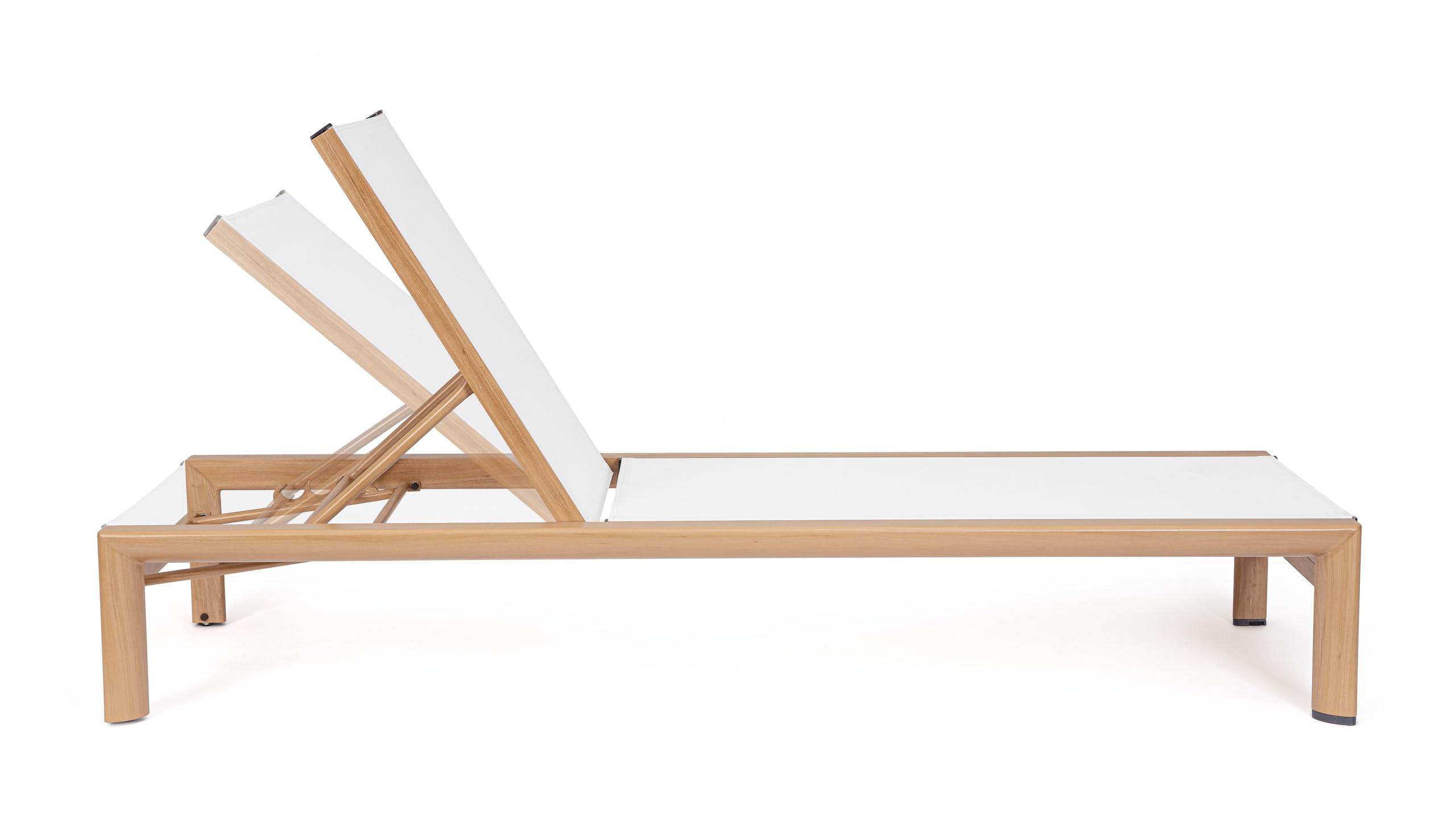 Bizzotto Lettino prendisole con ruote SKIPPER NEW in alluminio effetto legno e textilene bianco