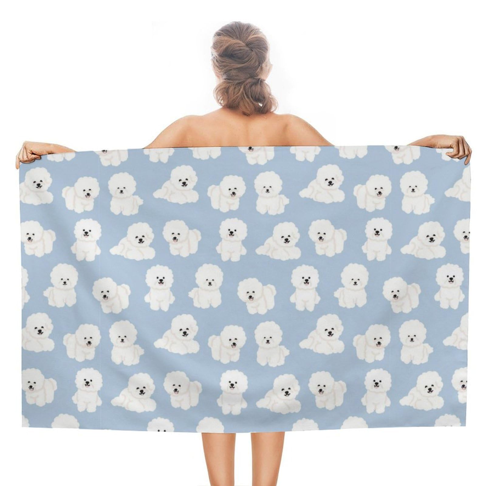 LEDFCVSU Beach Towel, Bichon Bath Towel, Absorbent Towel for Swimming, Sports, Travel